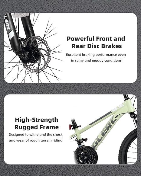 Glerc 20/24 Inch Kids Mountain Bike for Boys & Girls Ages 6-14 | 21-Speed Skyline Bicycle | with Front Suspension | and Disc Brakes | Multiple Colors