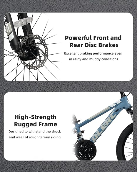 Glerc 20/24 Inch Kids Mountain Bike for Boys & Girls Ages 6-14 | 21-Speed Skyline Bicycle | with Front Suspension | and Disc Brakes | Multiple Colors