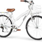 WEIZE Beach Cruiser Bike, 26 inch Bicycle for Adults, 7-Speed | High-Carbon Steel | Front & Rear Fenders | Comfortable City Bikes | with Rear Rack or Basket | Ergonomic Upright Design