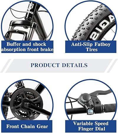 Outroad Fat Tire Mountain Bike 26", 21 Speed, High Carbon Steel | Double Disc Brake | Front Suspension | Anti-Slip Bikes